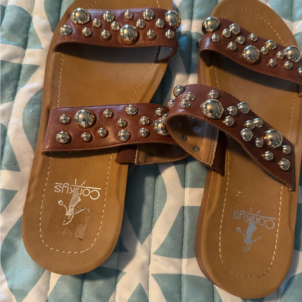 Corkys Tan Studded Sandals